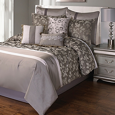 Heston 9-Piece Queen Comforter Set in Platinum. View a larger version of this product image.