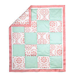 The Peanut Shell® Medallion Patchwork Quilt in Coral/Mint