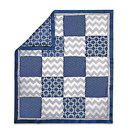 The Peanut Shell® Geometric Patchwork Quilt in Navy/Grey