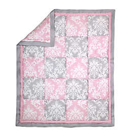 The Peanut Shell® Damask Patchwork Quilt in Pink/Grey