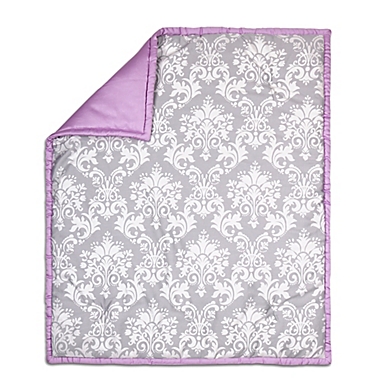 The Peanut Shell&reg; Damask Quilt in Purple/Grey. View a larger version of this product image.