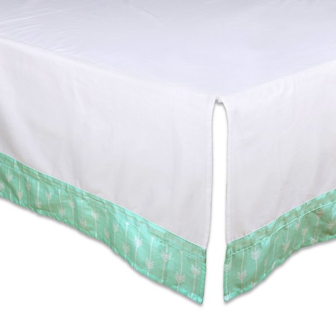 The Peanut Shell Arrow Crib Skirt In Mint Buybuy Baby