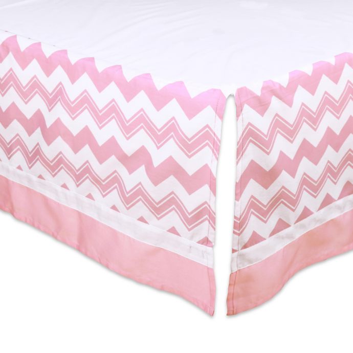 The Peanutshell Chevron Crib Skirt In Pink Buybuy Baby