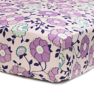 purple floral crib sheet