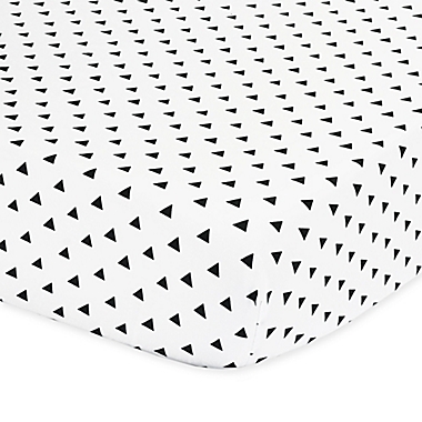 The Peanutshell&trade;  Triangle Fitted Crib Sheet in Black/White. View a larger version of this product image.