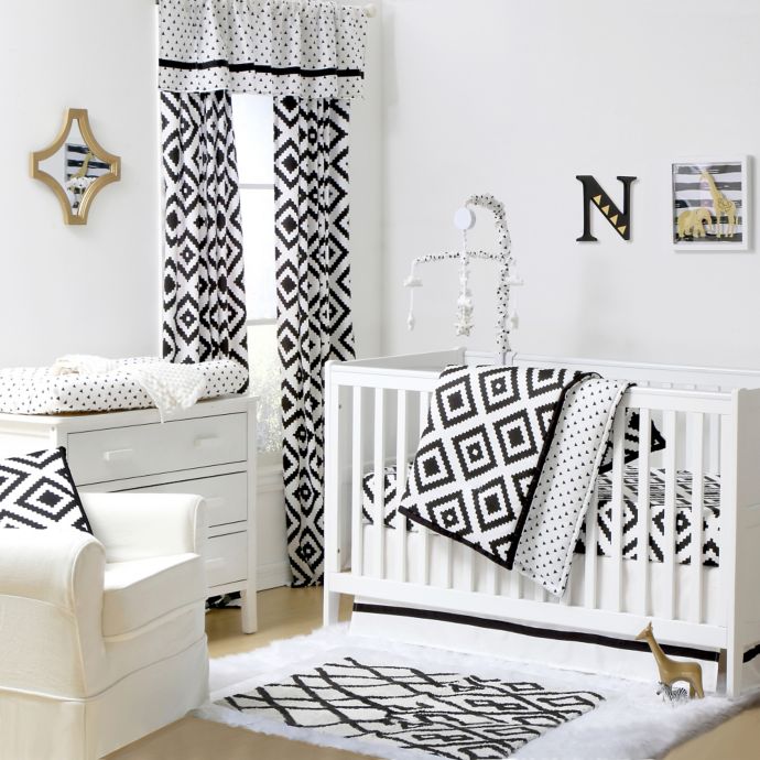 The Peanutshell Deco Diamond 4 Piece Crib Bedding Set In Black