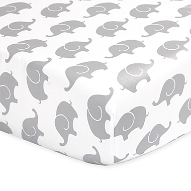 The Peanutshell&trade; Elephant Fitted Crib Sheet in Grey. View a larger version of this product image.