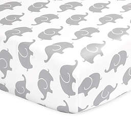 The Peanutshell™  Elephant Fitted Crib Sheet in Grey