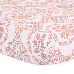 The Peanut Shell™ Medallions Fitted Crib Sheet in Coral
