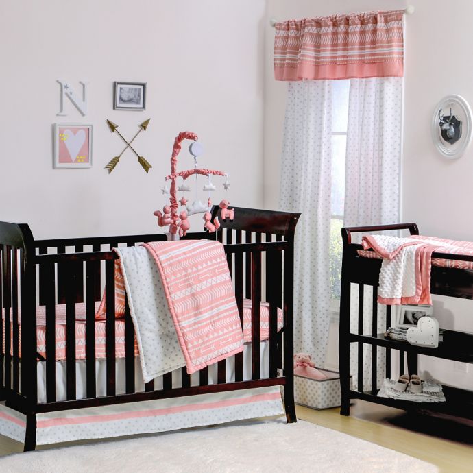 The Peanutshell Tribal Crib Bedding Collection In Coral Buybuy Baby