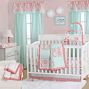 The Peanutshell&trade;  Medallion Crib Bedding Collection in Coral/Mint