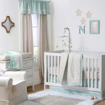 mint and grey crib bedding