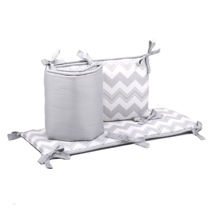 The Peanutshell Chevron 4 Piece Crib Bumper Set In Grey Buybuy Baby