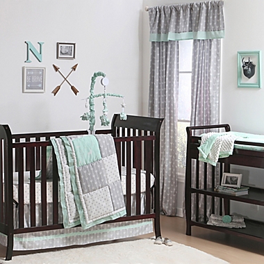 The Peanutshell&trade; Woodland Crib Bedding Collection in Grey/Mint. View a larger version of this product image.