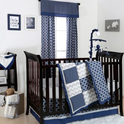 navy and grey crib bedding