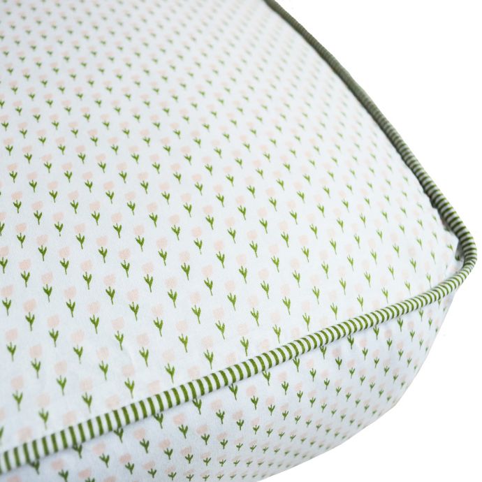 Oliver B Tulips Crib Sheet With Green Piping In White Pink Bed