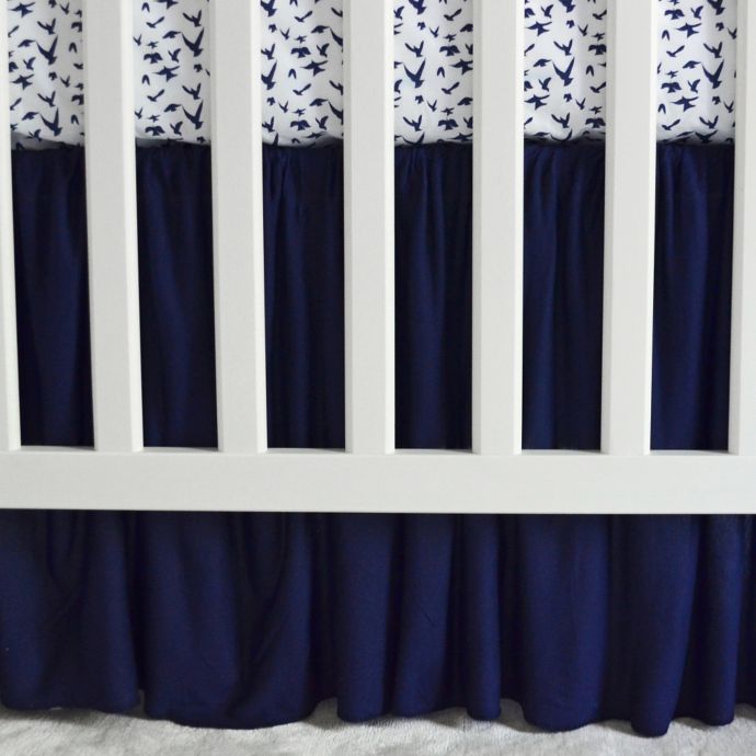 Oliver B Modal Gathered Crib Skirt In Navy Buybuy Baby