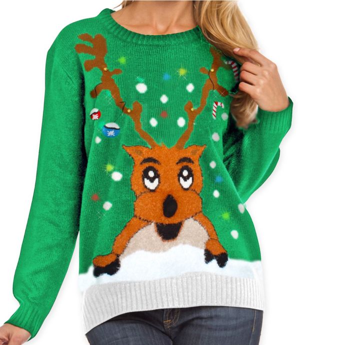 Ugly Christmas Light Up Reindeer Sweater Bed Bath And Beyond