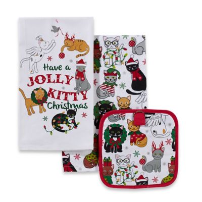 christmas kitchen towels and potholders