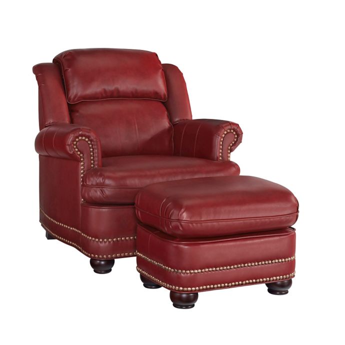 Home Styles Winston Faux Leather Chair and Ottoman in Red ...