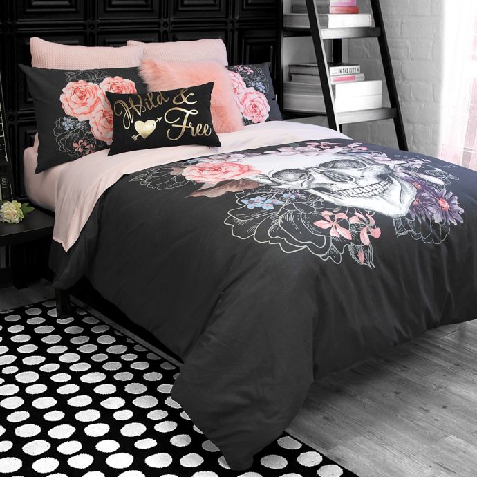 Sugar Skull Duvet Cover In Black Bed Bath And Beyond Canada