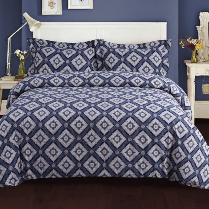 Tribeca Living Damask Flannel Duvet Cover Set Bed Bath Beyond