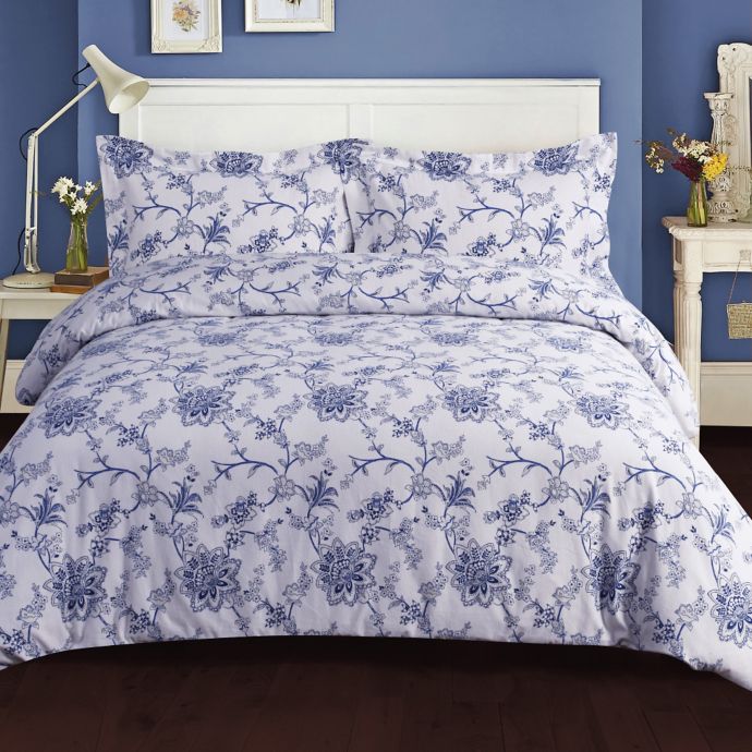 Tribeca Living Floral 200 Gsm Printed Flannel Duvet Cover Set In