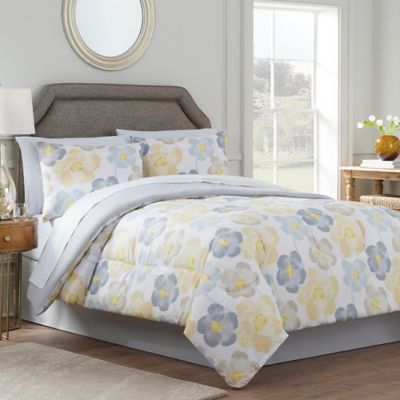Antonia Reversible Comforter Set In, Yellow And Grey Bedding Twin Xl