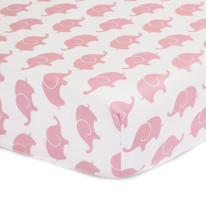 The Peanutshell Elephant Fitted Crib Sheet In Pink Bed Bath