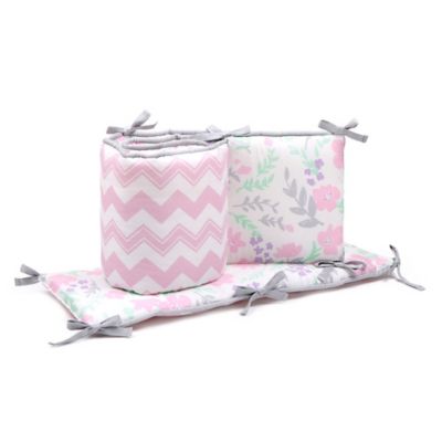 pink crib bumper set