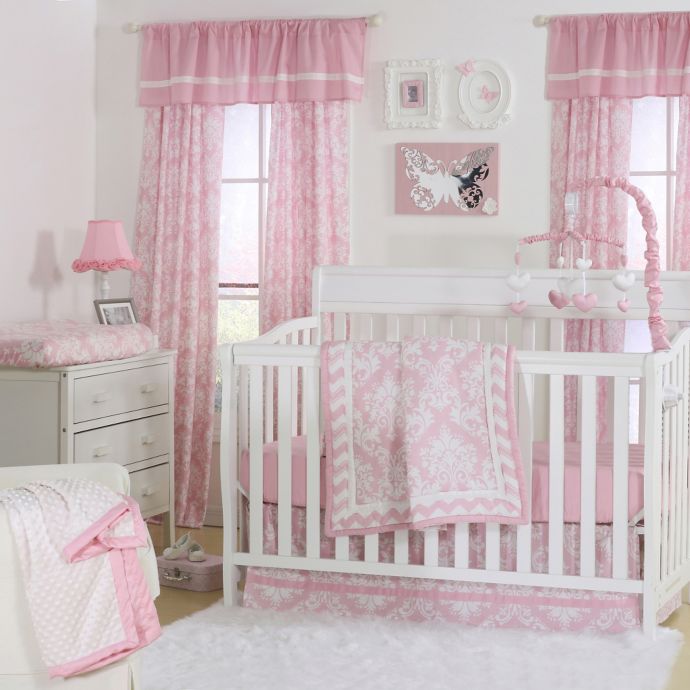 The Peanutshell 4 Piece Damask Crib Bedding Set In Pink Buybuy Baby