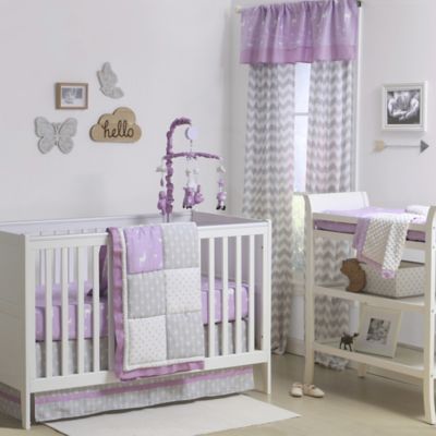 lavender and grey crib bedding