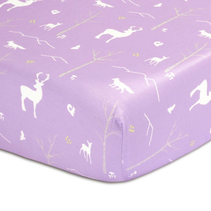 The Peanut Shell™ Woodland Fitted Crib Sheet in Purple buybuy BABY