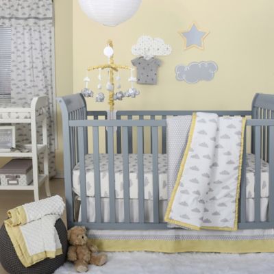 grey and yellow crib bedding