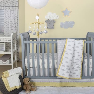 yellow and grey cot bedding