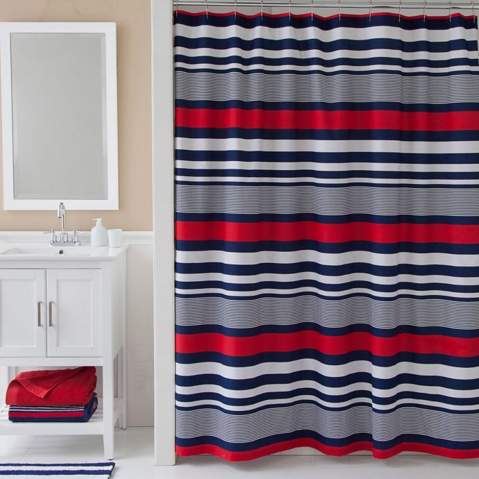 Izod Varsity Stripe Shower Curtain In Blue Bed Bath Beyond