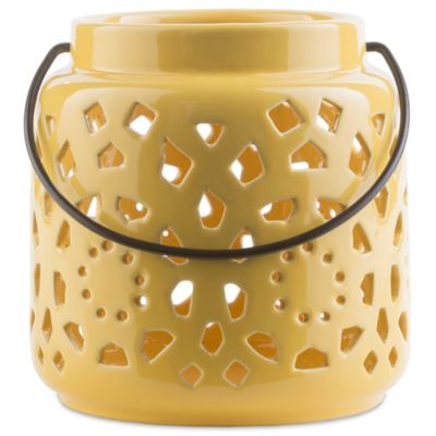 Style Statements by Surya Kimba Small Ceramic Tealight Lantern in Yellow