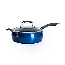 Epicurious Aluminum Nonstick 6 qt. Covered Jumbo Cooker with Helper Handle in Arctic Blue