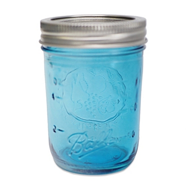 Ball&reg; Collection Elite&reg; Half Pint 4-Pack Mason Jars, Lids and Bands in Blue. View a larger version of this product image.