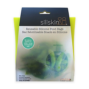 Silikids&reg; Siliskin&reg; 2-Pack Silicone Snack Bags in Teal/Lime. View a larger version of this product image.