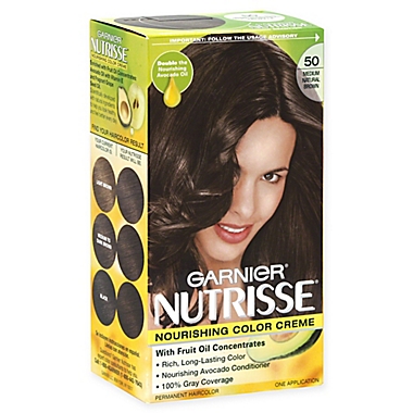 Garnier&reg; Nutrisse&reg; Nourishing Hair Color Cr&egrave;me in 50 Medium Natural Brown. View a larger version of this product image.