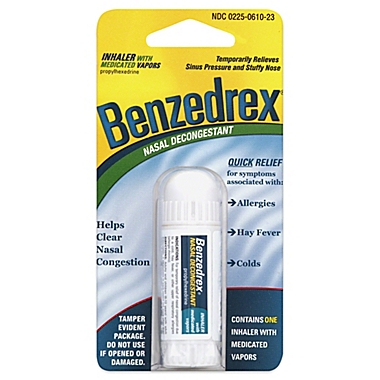 Benzedrex&reg; Nasal Decongestant Inhaler with Medicated Vapors. View a larger version of this product image.