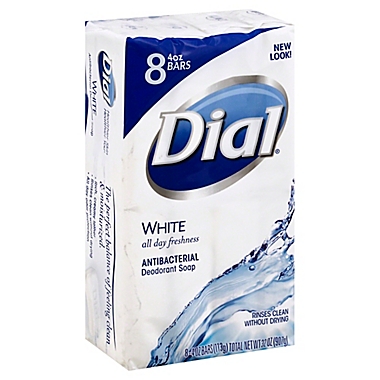 Dial&reg; White Bar 8-Count 4 oz. Antibacterial Deodorant Soap. View a larger version of this product image.