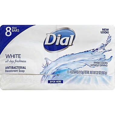 Dial&reg; White Bar 8-Count 4 oz. Antibacterial Deodorant Soap. View a larger version of this product image.