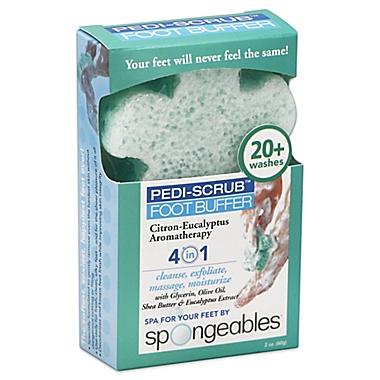 Spongeables&trade; Pedi-Scrub&trade; 2 oz. Foot Buffer with Citron-Eucalyptus Aromatherapy. View a larger version of this product image.