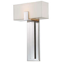 George Kovacs 1-Light Wall Sconce in Polished Nickel with Mitered White Glass Shade