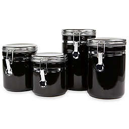 4-Piece Ceramic Canister Set with Stainless Steel Tops