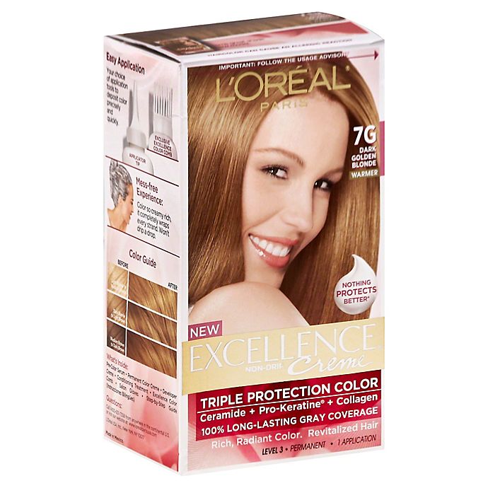 L Oreal Paris Excellence Creme Triple Protection Hair Color In 7g Dark Golden Blonde