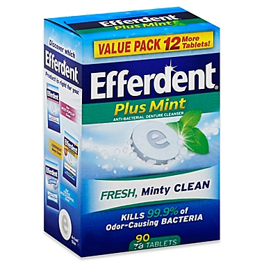 Efferdent&reg; Plus Mint 90-Count Anti-Bacterial Denture Cleanser Tablets. View a larger version of this product image.