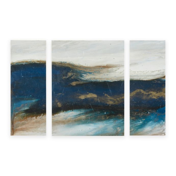 INK+IVY Rolling Waves Canvas Wall Art in Blue (Set of 3) Bed Bath